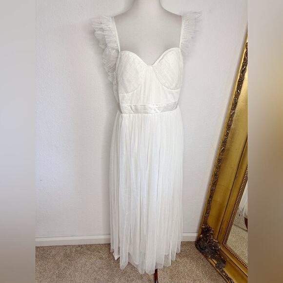 NWT Anaya With Love Maternity Tulle Midaxi Dress in White Size 10 $132 - Picture 4 of 14